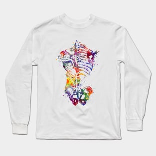 Human Back Bones Watercolor Anatomy Long Sleeve T-Shirt